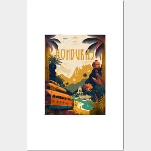 Honduras Coastline Vintage Travel Art Poster Posters and Art